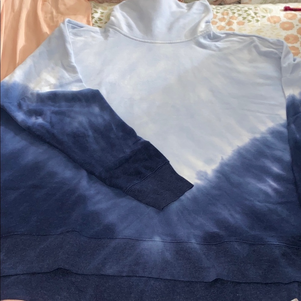 PINK Victoria's Secret Blue and White Cowl Neck Sweater oversized